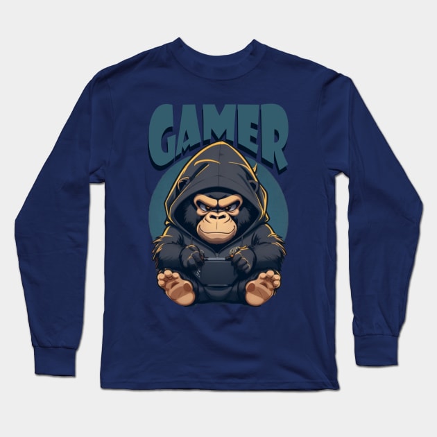 gorilla gamer Long Sleeve T-Shirt by AOAOCreation